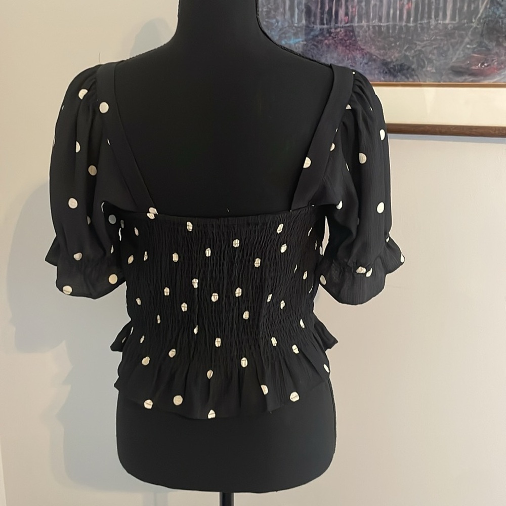 H&M smocked polka dot blouse size small - Picture 4 of 4